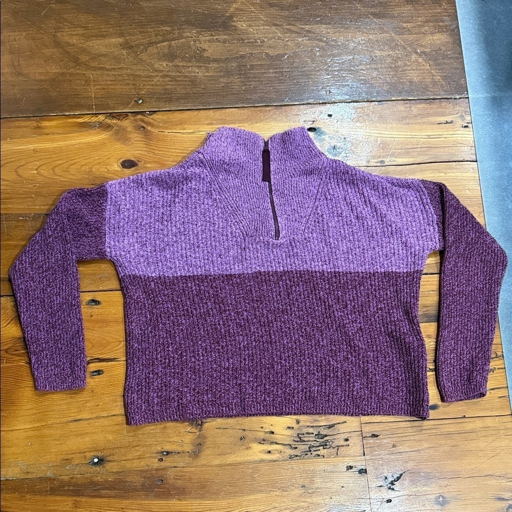 T by Talbots Purple Two-Tone Turtleneck quarter zip Knit Sweater Size Medium - Picture 1 of 7